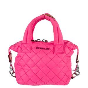MZ Wallace Pink Nylon Leather-Trim Shoulder Bag